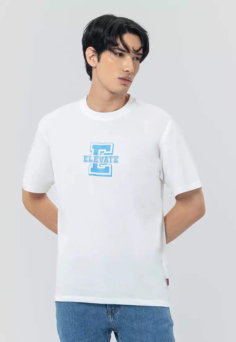 ELEVATE BRIGHT WHITE Kaos Pria Lengan Pendek SS - Top Man Graphic Tee