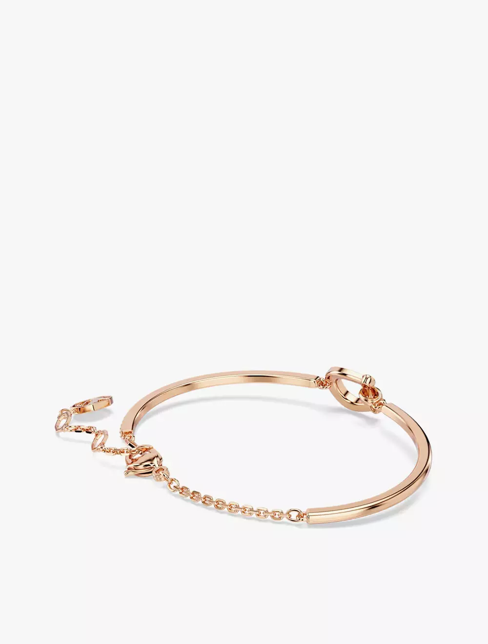 Symbolica bangle, Pavé, Horse shoe, White, Rose gold-tone plated