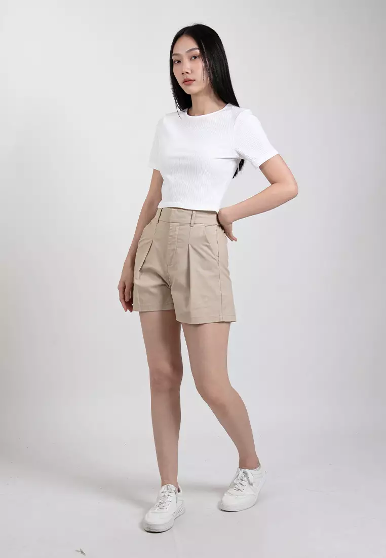 Forest Ladies Casual Knit Crop Top Women Crop T-Shirt - 822357-02White