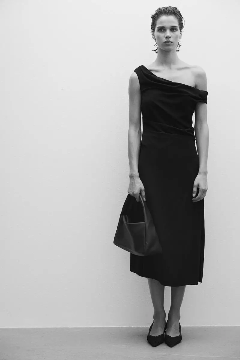 Draped one-shoulder dress