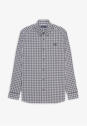 Fred Perry M8561 - 2 Colour Gingham Shirt - (Snow White) 2376AAA6A4E491GS_1