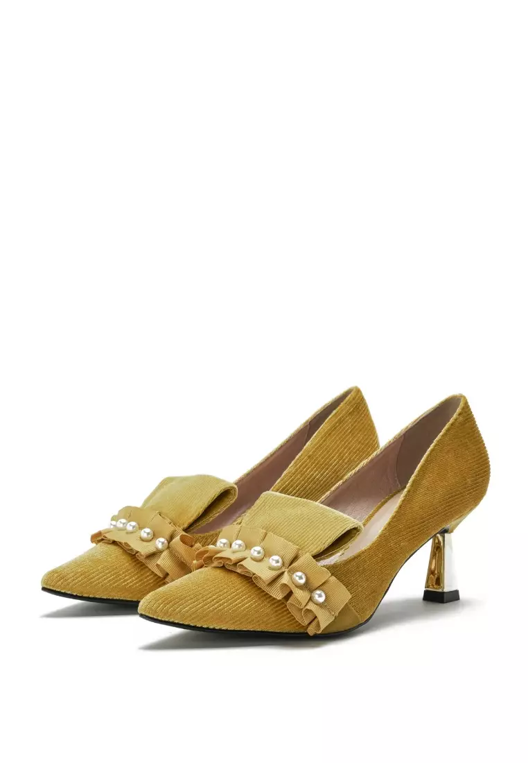 Yellow ruffle heels cheap