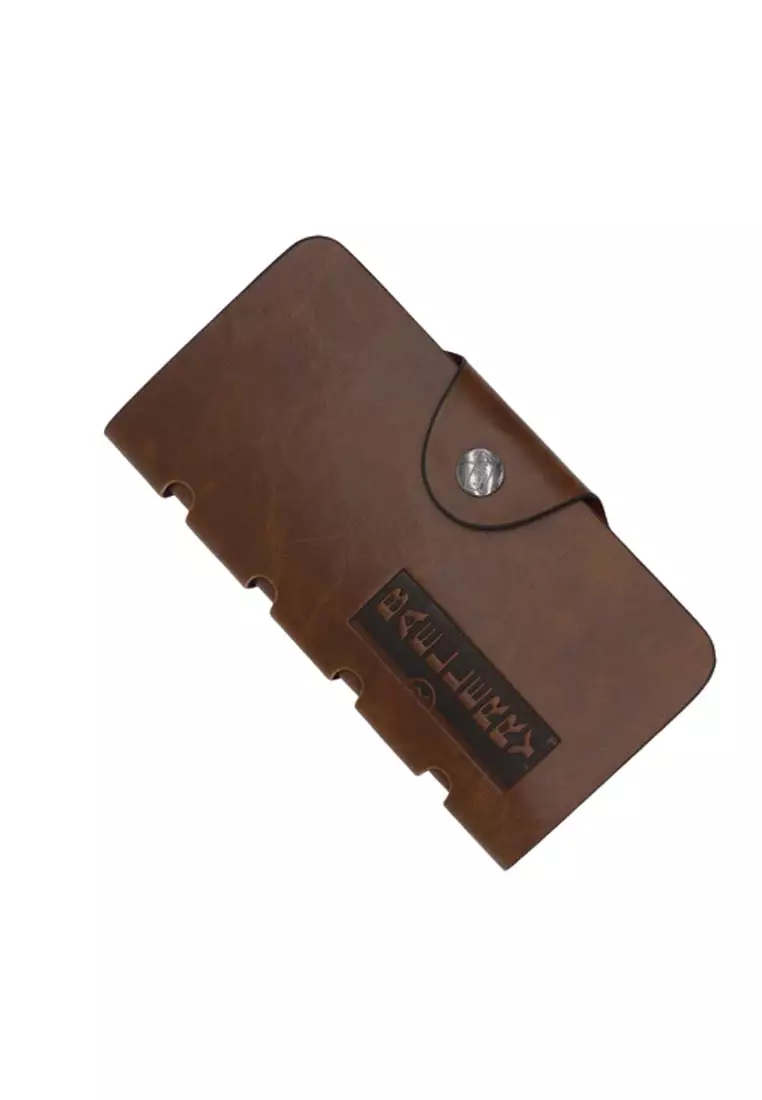 Long Wallet Pria Model Penutup Kancing Material PU Leather ORIGINAL