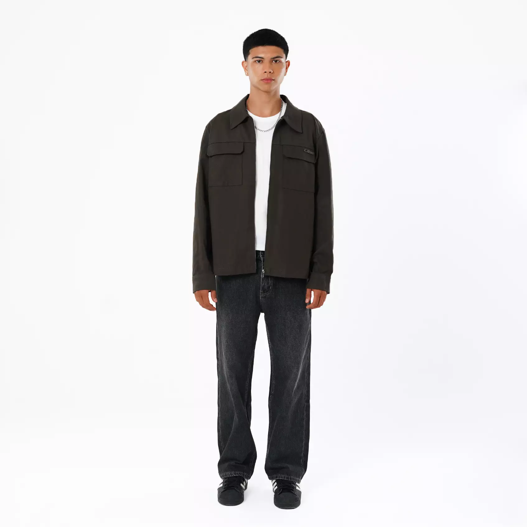 CELCIUS Relaxed Fit Zip Up Jacket Overshirt I31000412C Dark Green