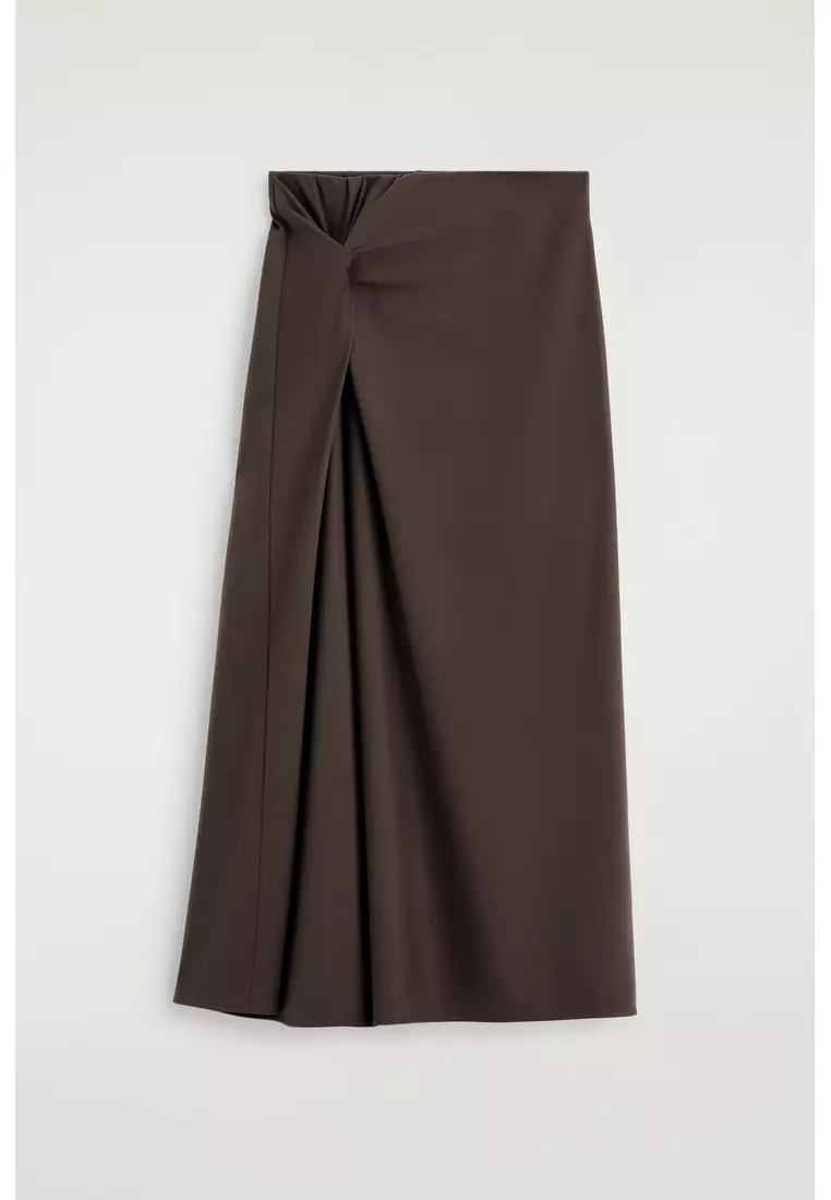 TWIST-DETAIL JERSEY MIDI SKIRT