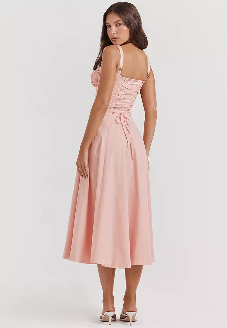 Backless Slim Suspender Slit Dress LBH-D1313