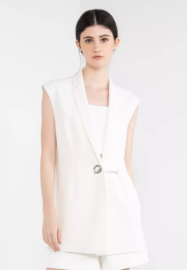 Buy ck Calvin Klein Triacetate Poly Ring Trim Long Vest 2023