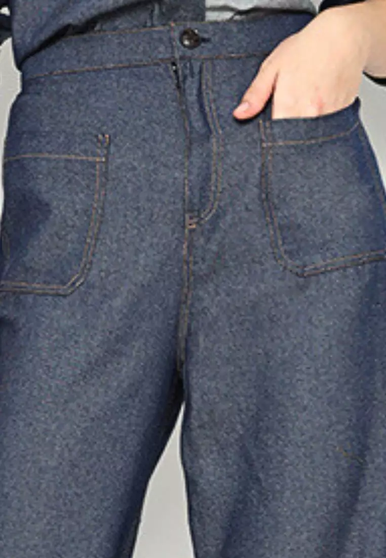 Denim Pants With Pocket By Brilliant Girl Warna NAVY