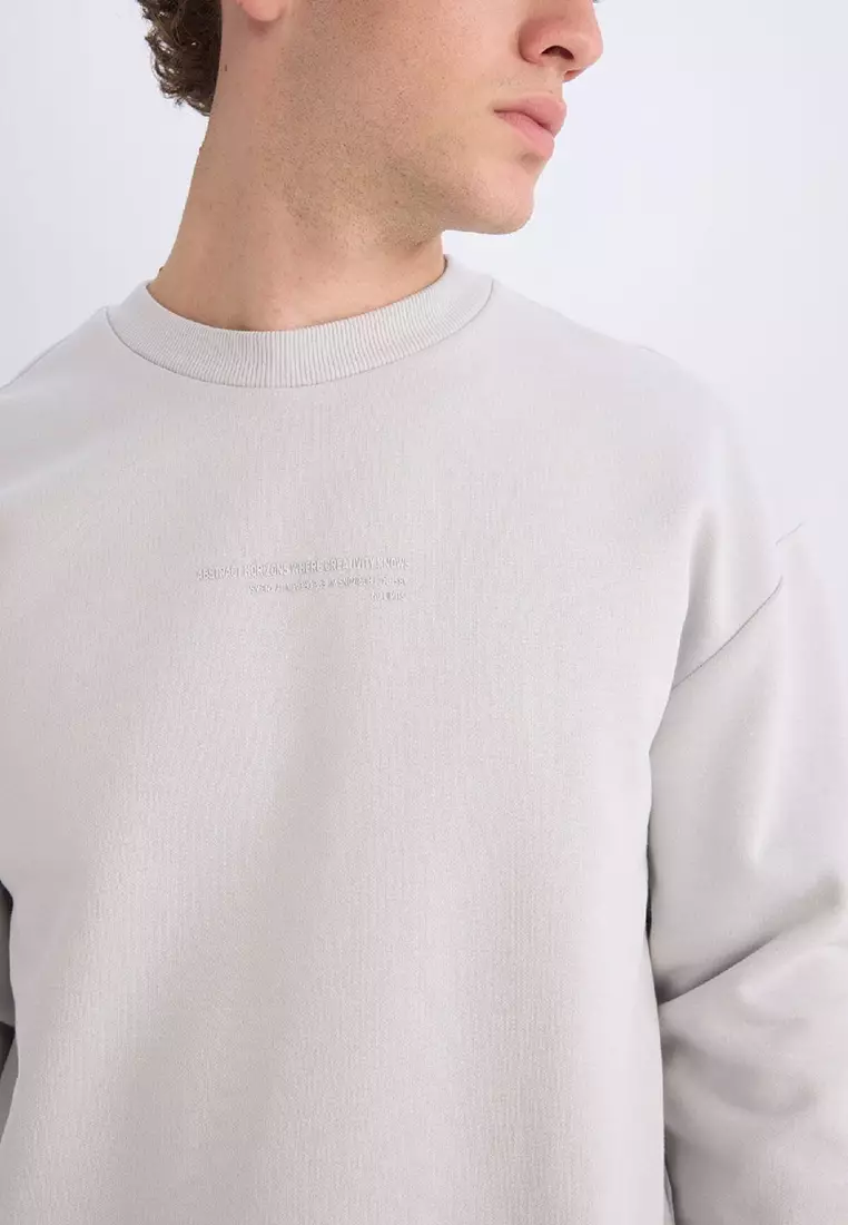 Boxy Fit Crew Neck Printed Sweatshirt