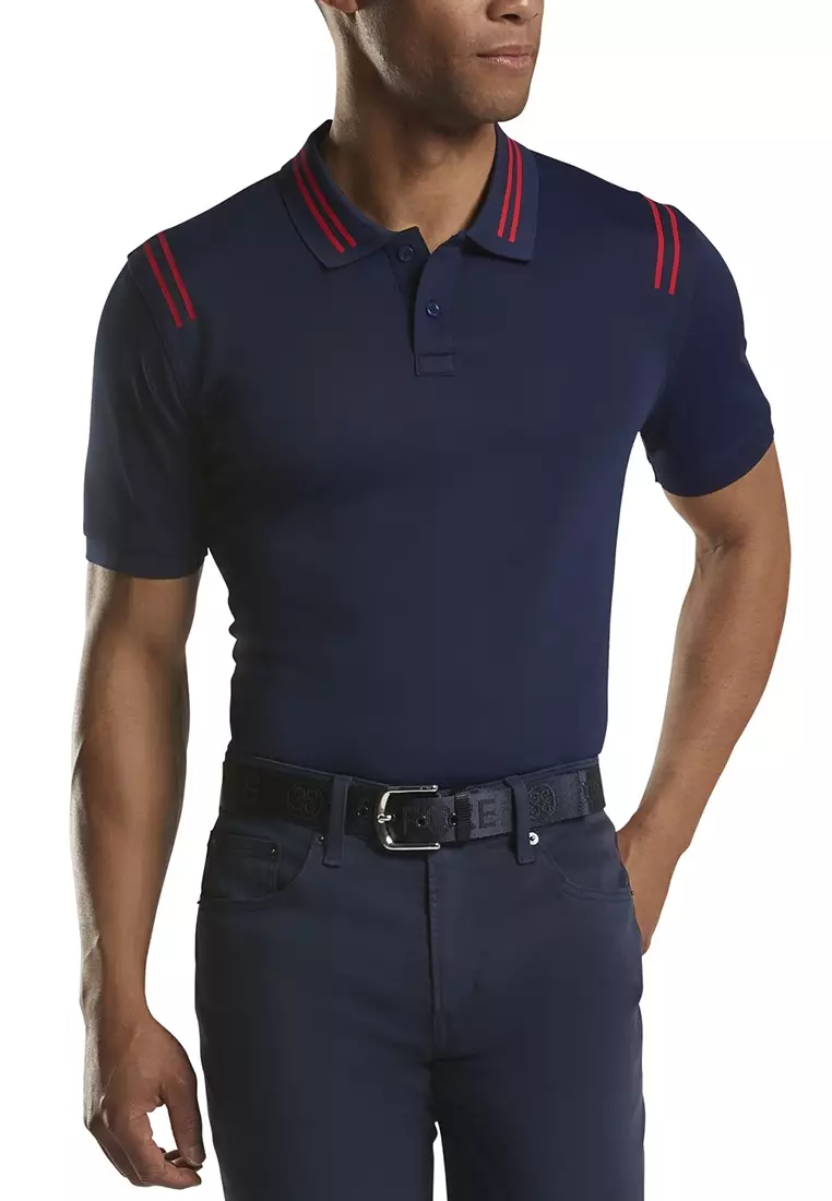 G/FORE Men's Epaulette Stripe Polo