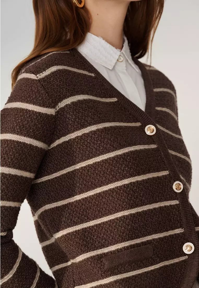 Brown Stripe Knit Jacket