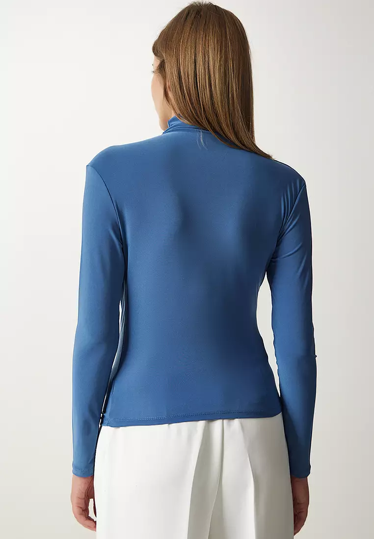High Neck Ruched Blouse