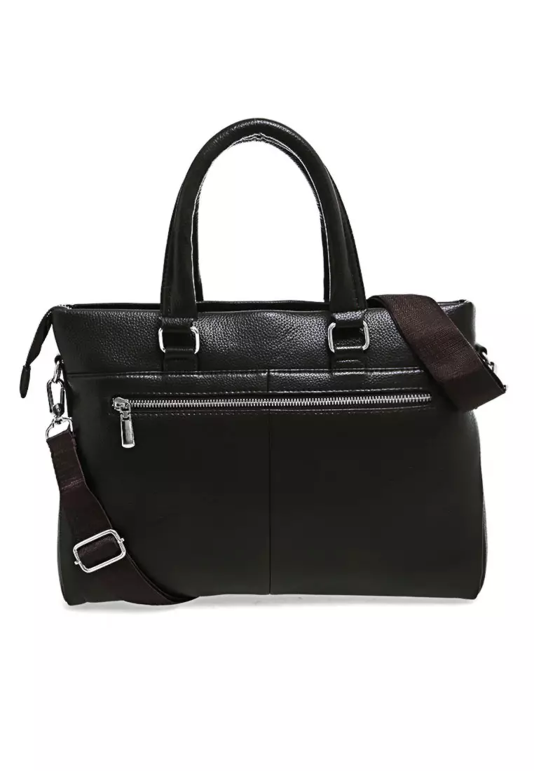 Zevin Tas Selempang Laptop Pria Durabble Zipper Sling Bag Material Kulit Leather ORIGINAL - Brown