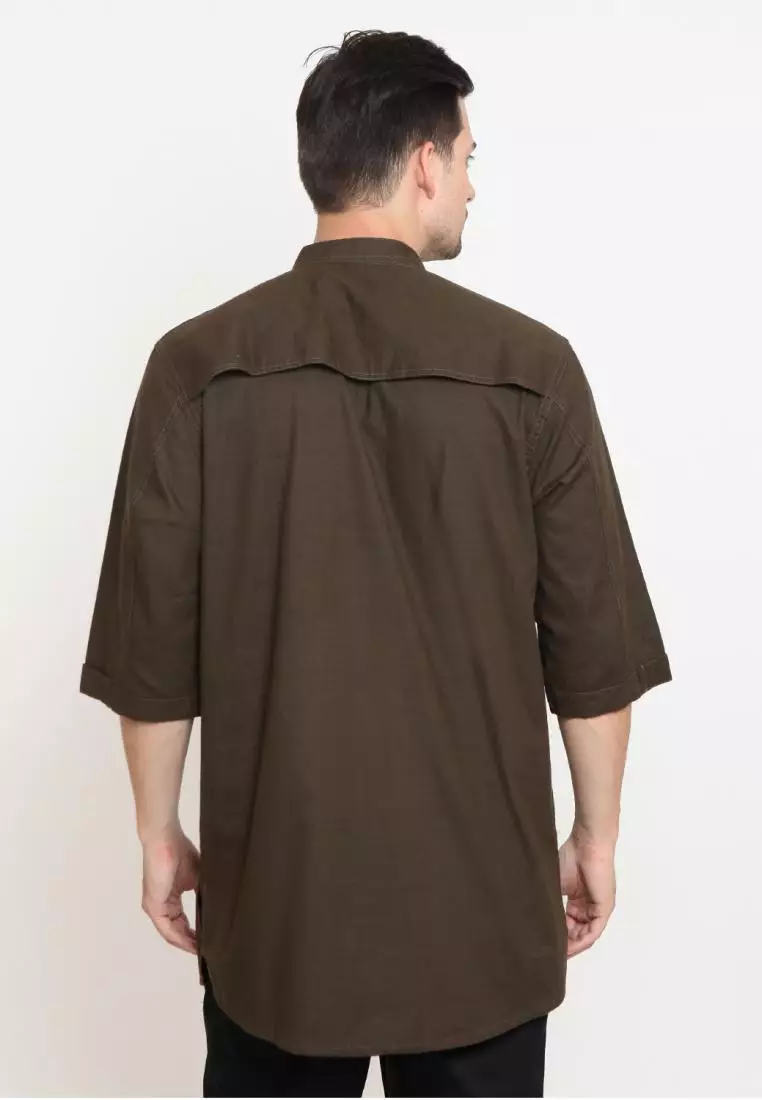 Baju Koko Pria Muslim Zayidan Jabri - Hijau Tni