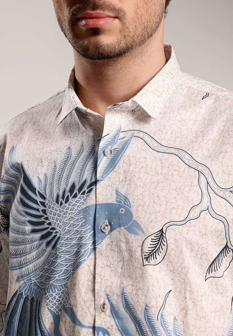 MOC - Kemeja Batik Pria Lengan Pendek Thakon - Beige