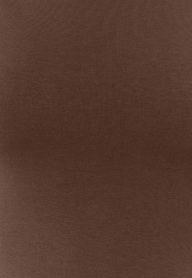 Brown Backless Fitted Regular Length Cotton Flexible Knitted Blouse Twoss24Bz00031