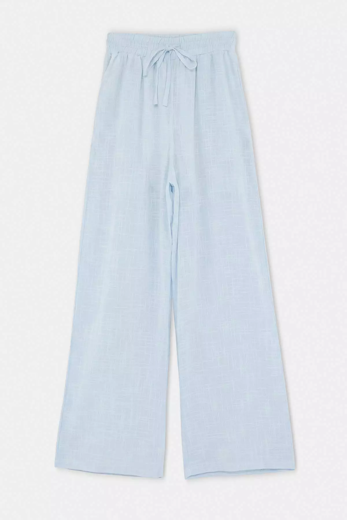 Blue Linen Look Wide Leg Shorts With Lining And Elastic Waistband Twoss25Pl00121