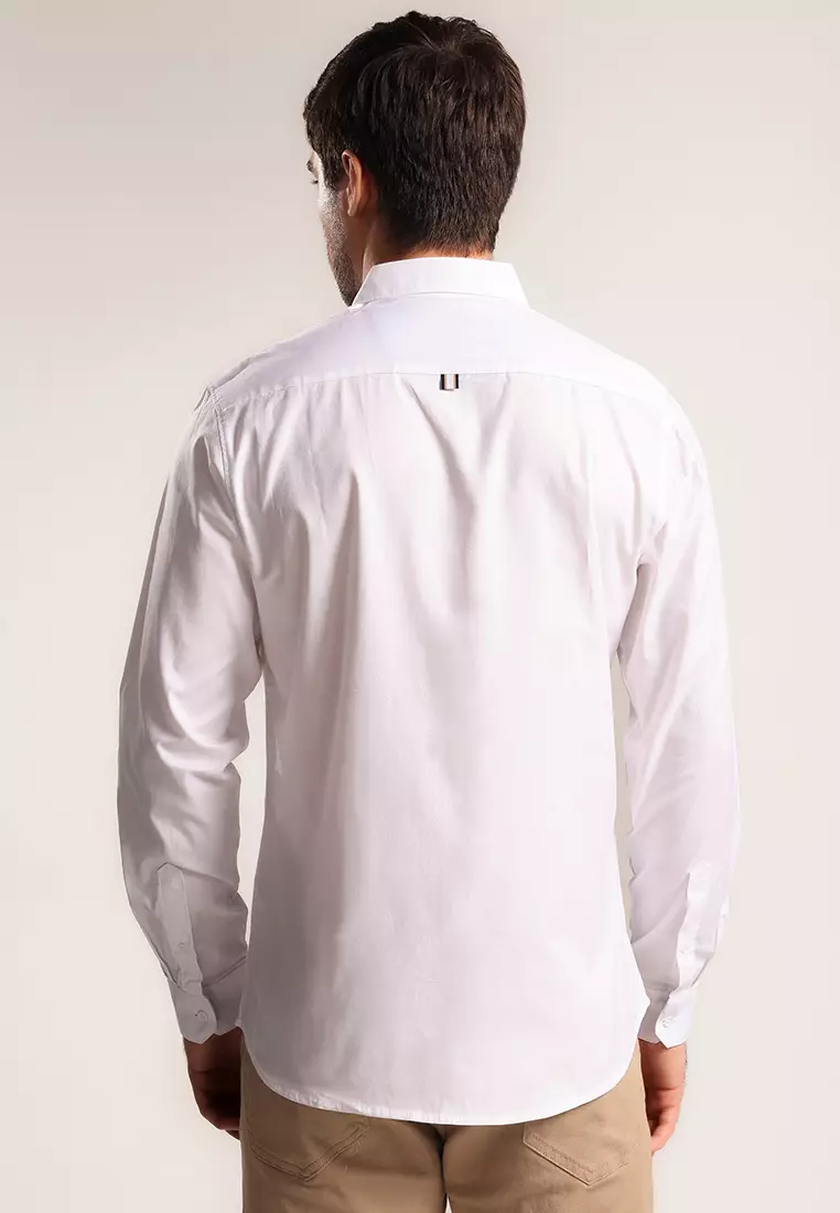 MOC - Kemeja Polos Pria Lengan Panjang Kingwell - White