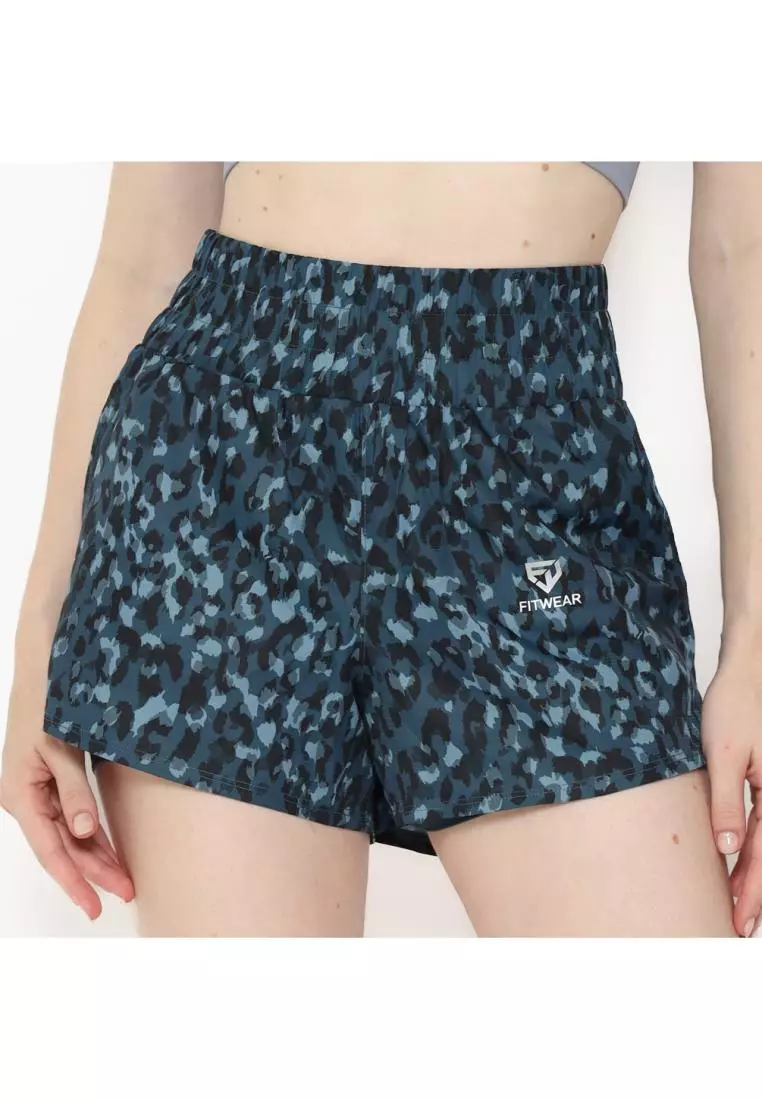 Fitwear - Celana Pendek + Inner Olahraga Wanita ANNA PRINTED BIG SIZE - KRT GREEN