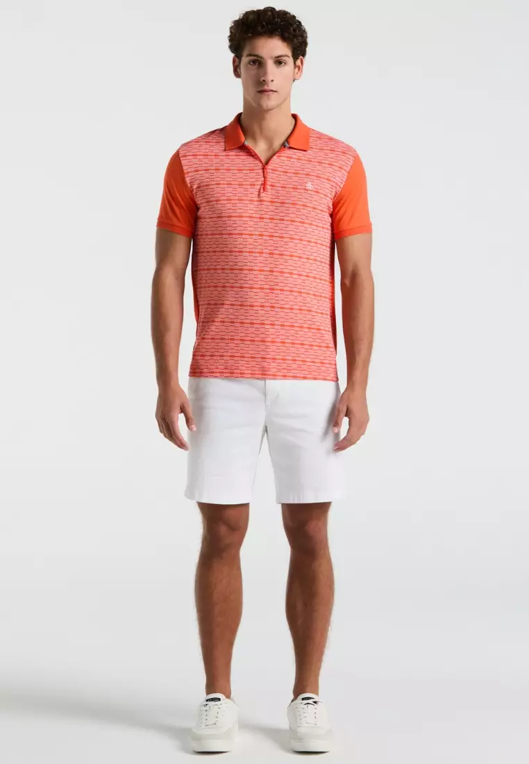 Jacquard Front 1/4 Zip Polo