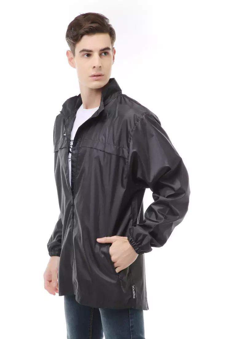 Clover Outerwear Jacket Olahraga Pria Big Size Pocket Material Parasut ORIGINAL - Black