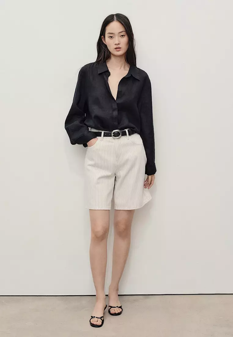 High-Waist Straight Denim Shorts