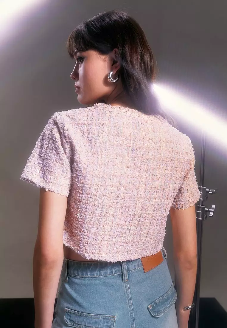 Tweed Crop Top - Lilac