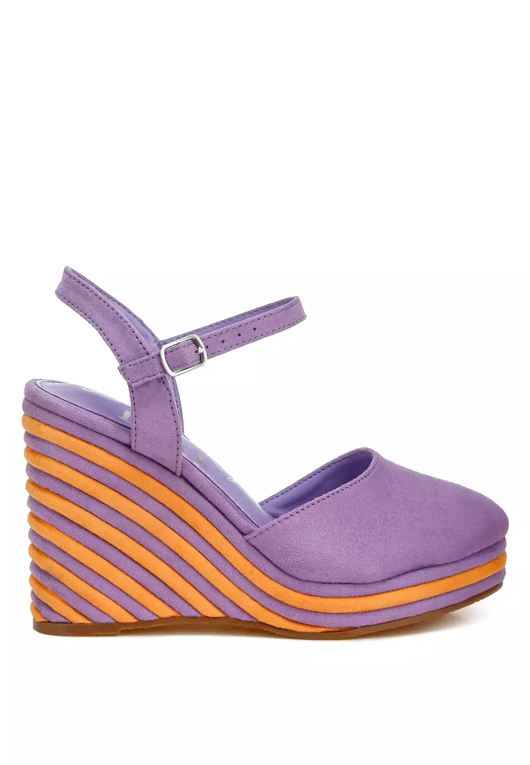 Discount on London Rag  shoes - SKU: Dual Tone Wedge Sandals in Purple
