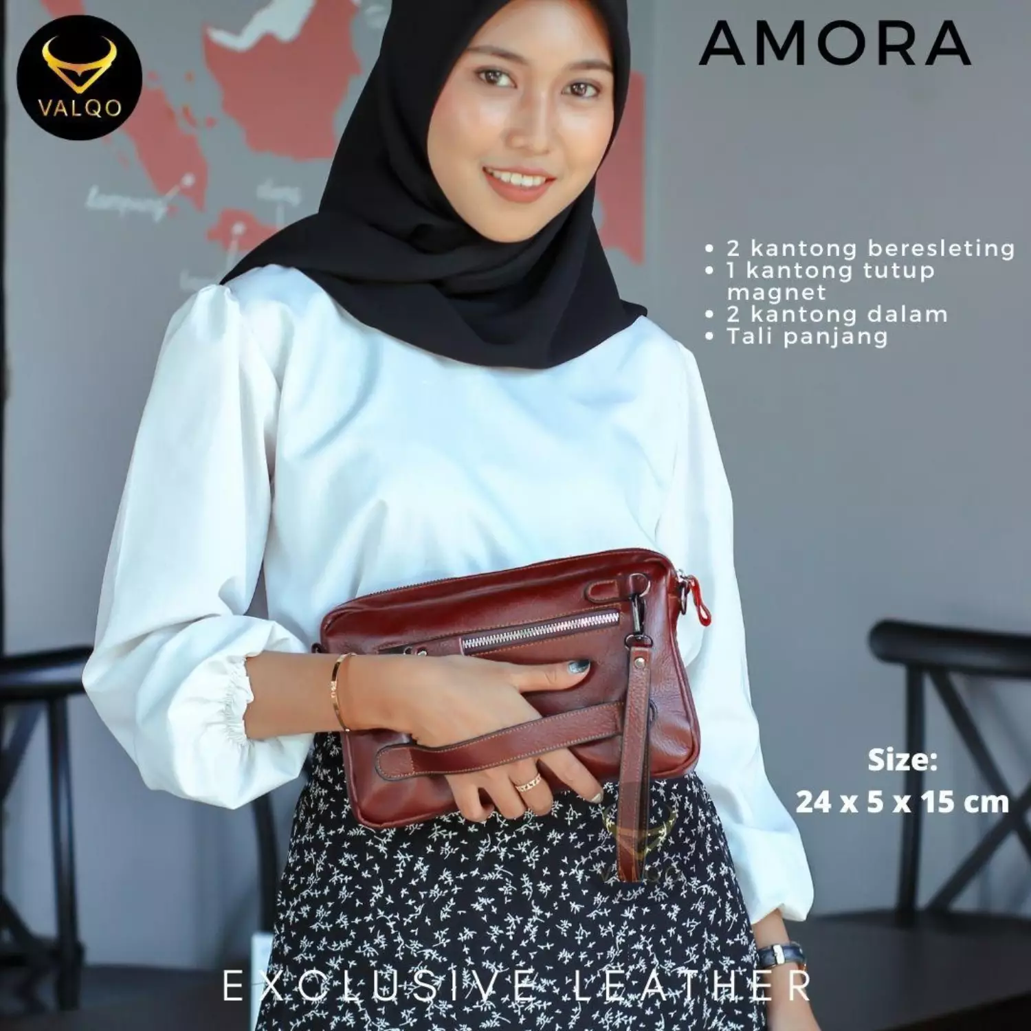 Amora Tas Selempang Kulit Asli Wanita