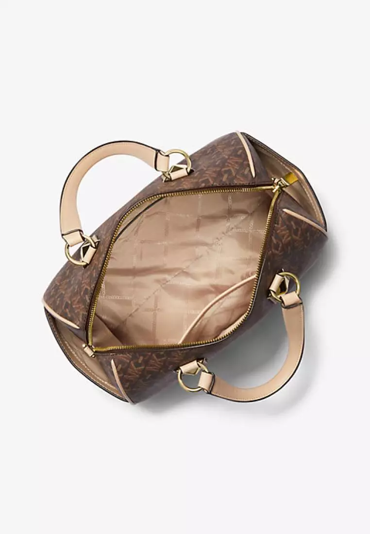 Michael Kors Gigi Grayson Medium Empire Signature Logo Satchel Brown