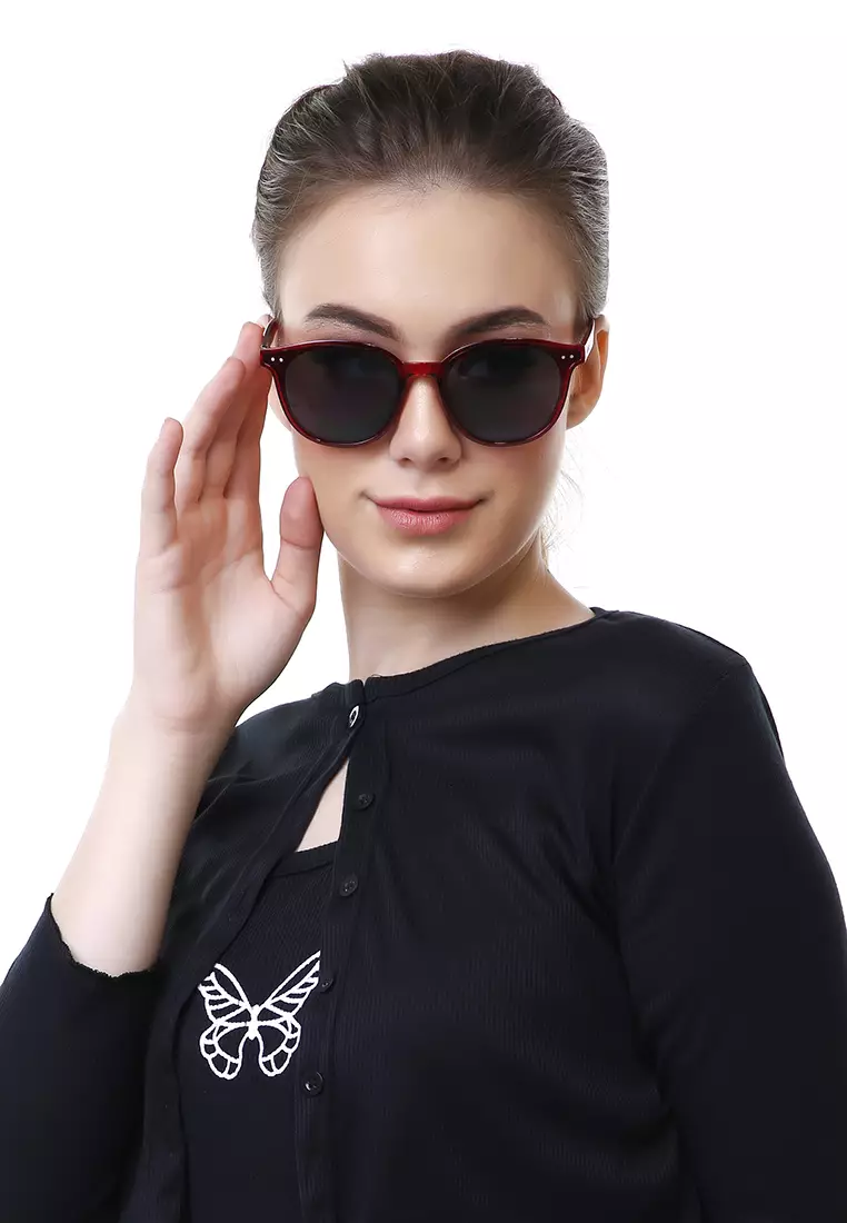 Berli Kacamata Hitam Wanita Model Cat Eye Premium Quality - Merah