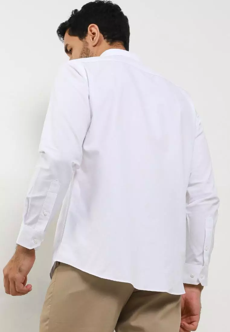 Kemeja Lengan Panjang Encia White Brown