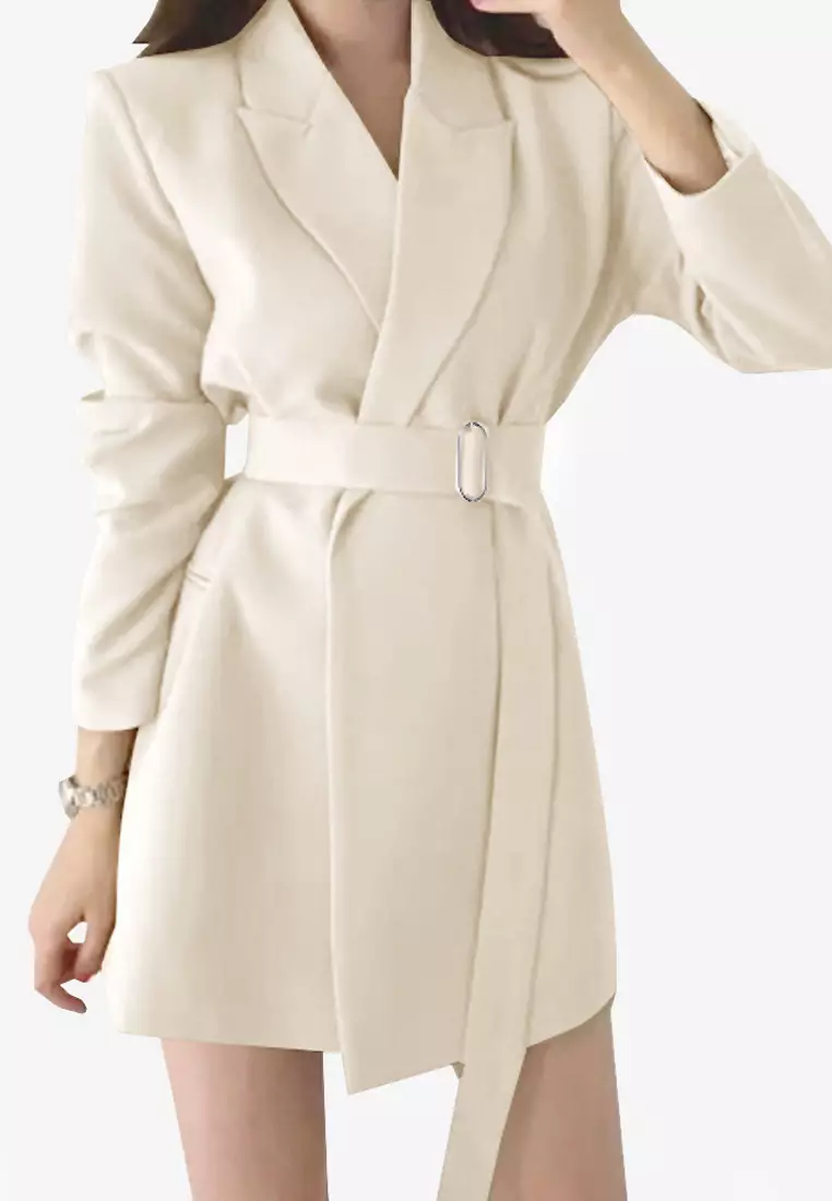 White belted new arrivals blazer dress