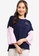 Lubna purple and navy Color Block T-Shirt With Embroidery E9679AA3D2C743GS_1