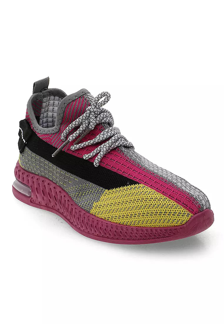 Sepatu Wanita Running Multicolor Detail Tali Ikat  Premium Quality - Ungu