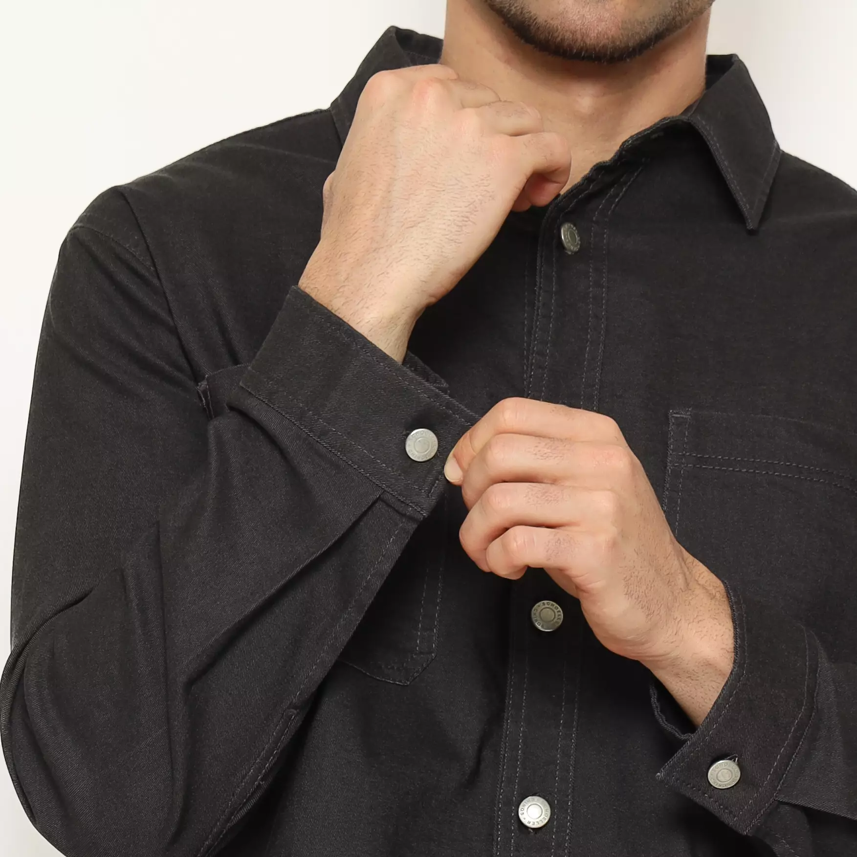 Schoeller Jaket Pria LENNOX Regular Fit Cotton Stretch – Motif Twill Kecil Warna Grey