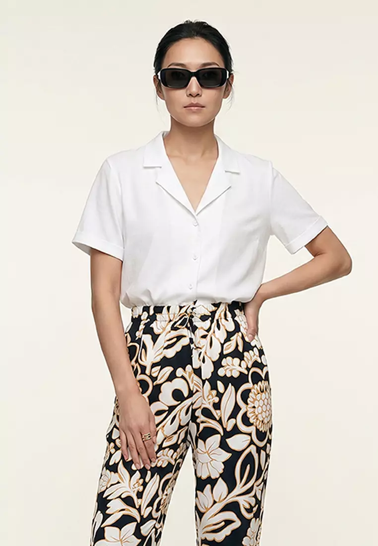 Women's Black Patterned Woven Viscose Trousers