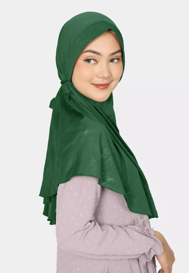 Aisyah Bergo Tali | Hijab Instan Jersey | Kerudung - Green