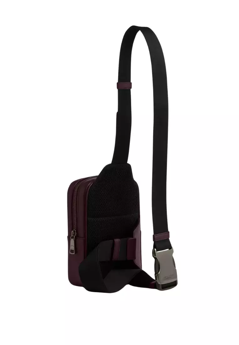 Coach Small Turner Sling Bag In Signature Canvas In Black Currant CCO68