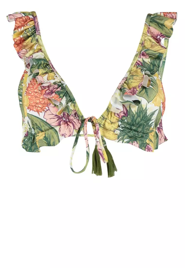 Buy Trendyol Tropical Patterned Triangle Frilly Bikini Set ...