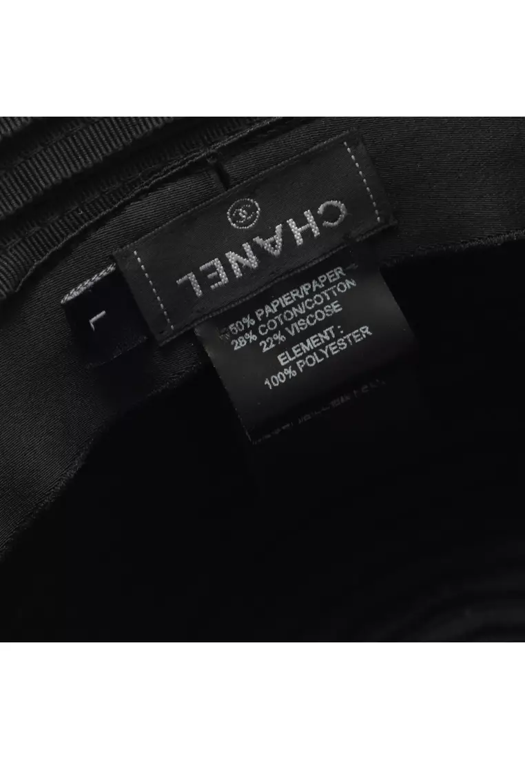 Pre-Loved Chanel coco mark bucket hat hat fabric black white