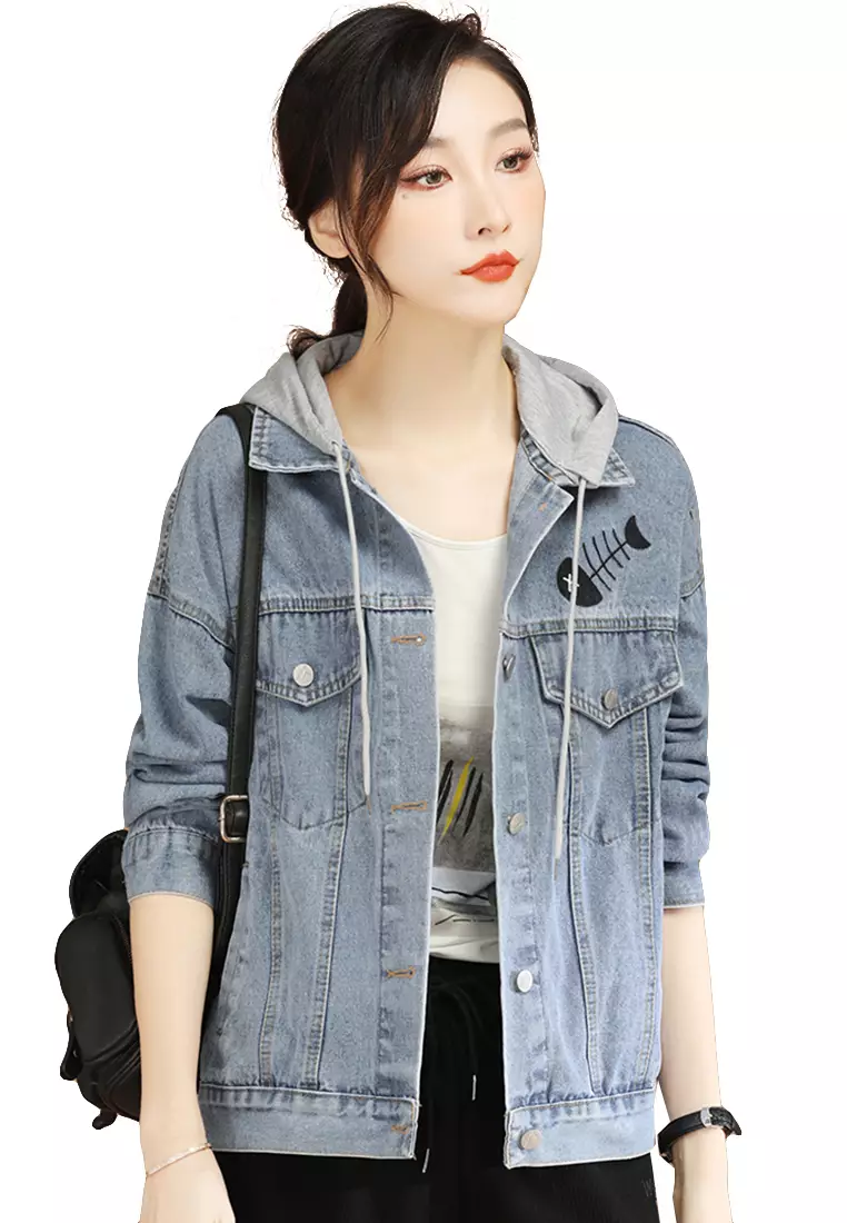 Buy A IN GIRLS Loose Hooded Denim Jacket 2024 Online ZALORA