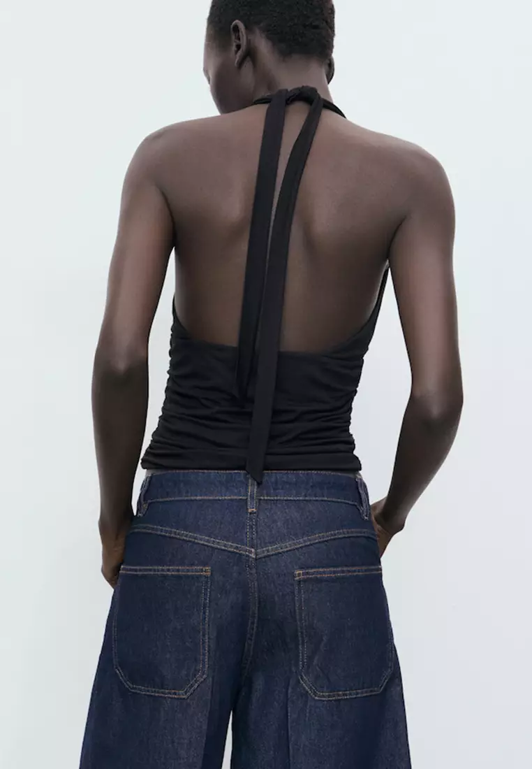 V-Neck Top with Open Back