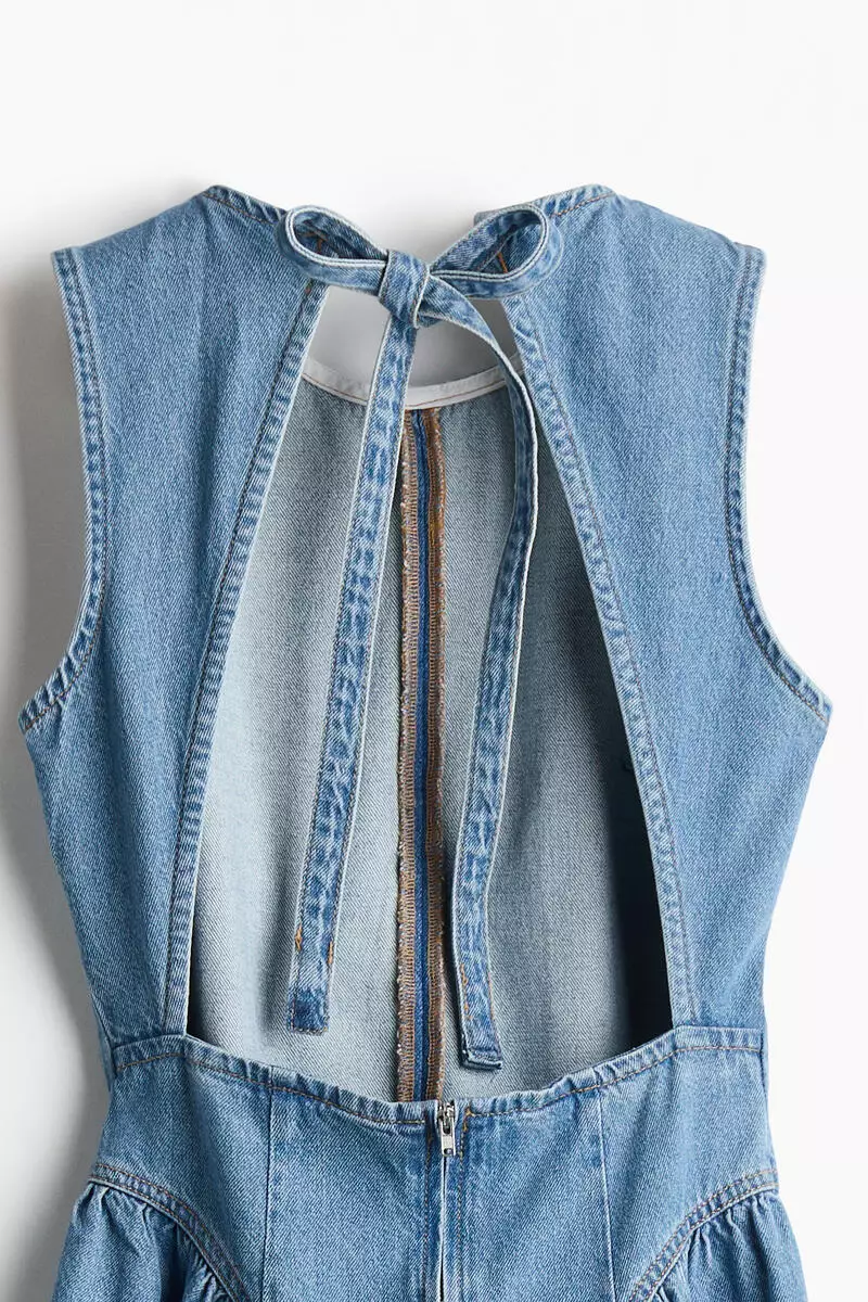 Open-back denim dress