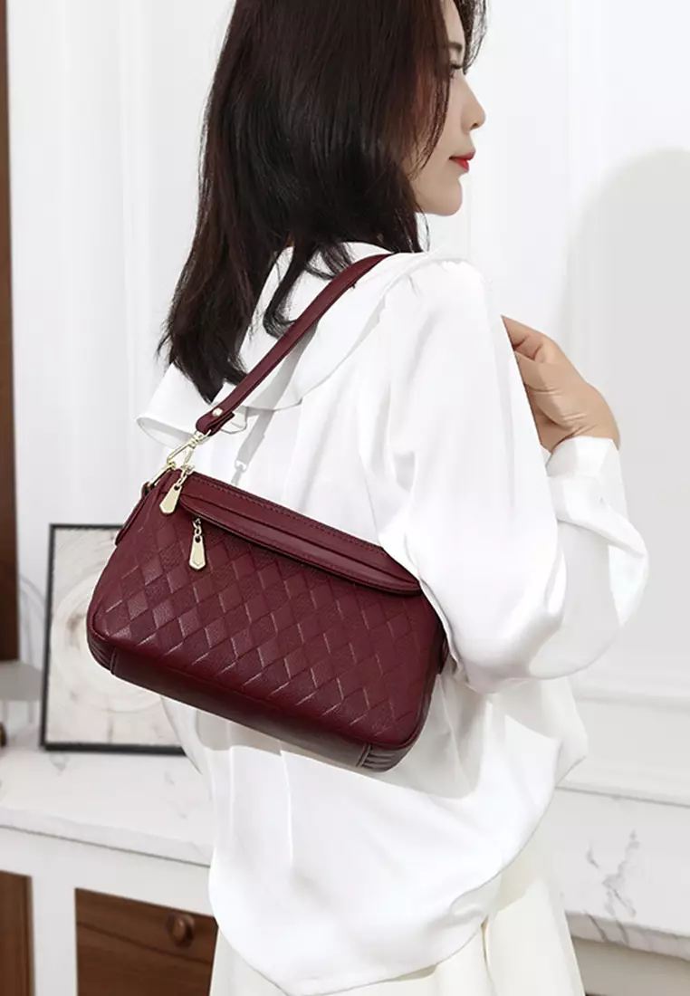 Rhombus Pattern Faux Leather Three Way Shoulder Bag JW HD-2796