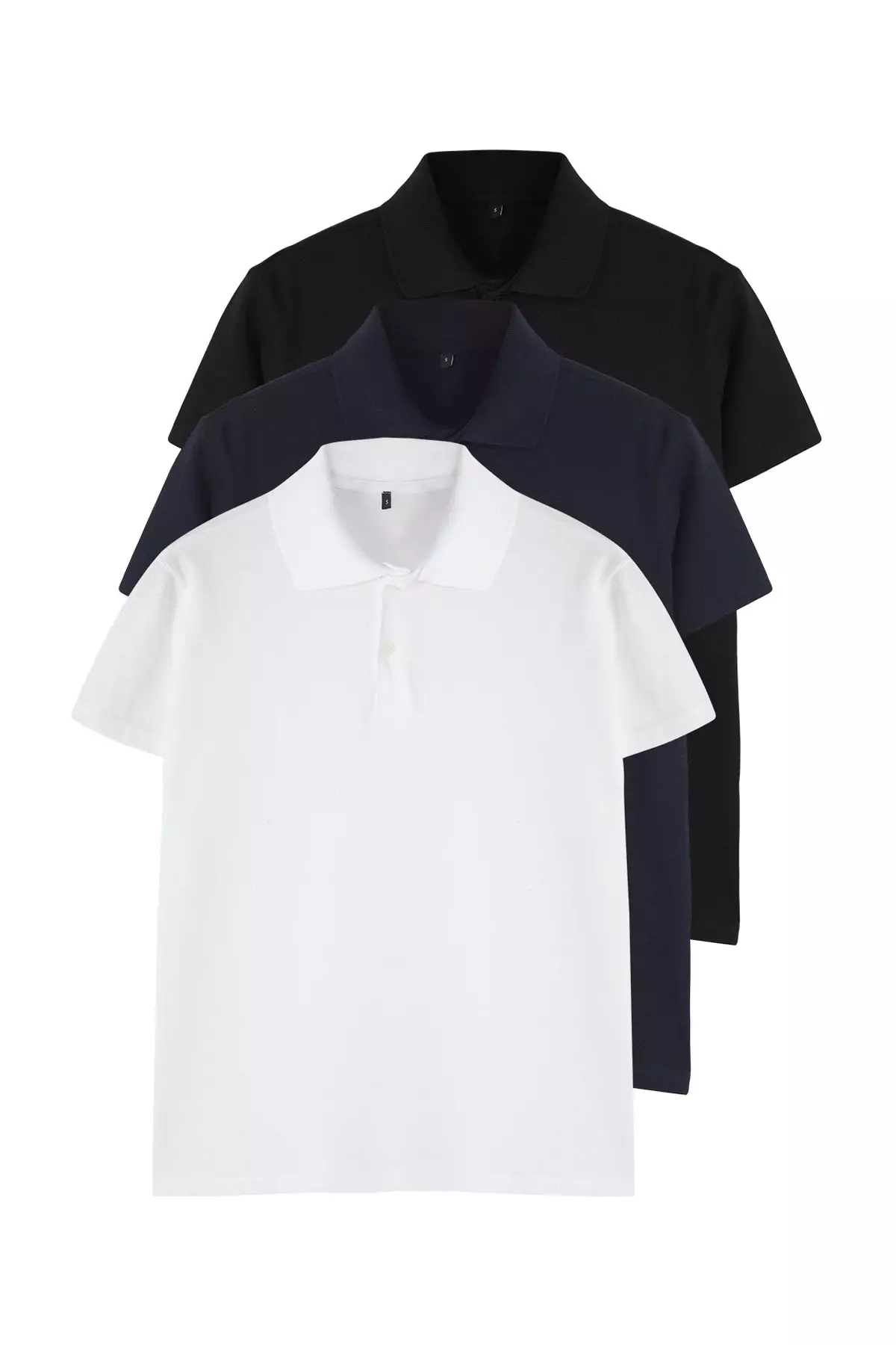 Black-White-Navy Blue Slim/Slim Cut 3-Pack Polo Neck T-shirt TMNSS25PO00047