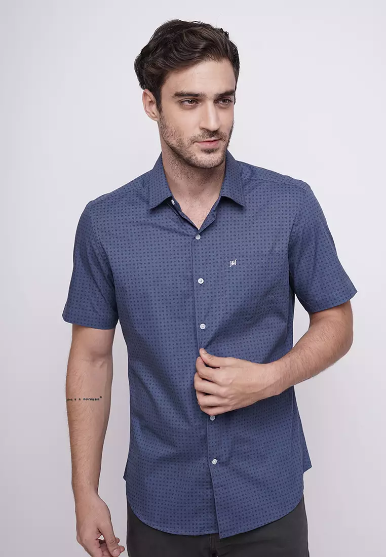 Johnwin Kemeja Formal Kemeja Motif Biru Tua FSH.650.K392.881.C