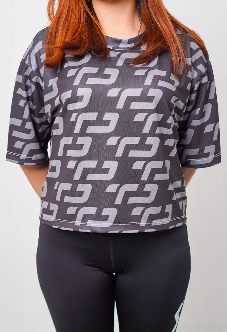 LSB23 baju olahraga wanita hitam crop top fit to xxl big size korean style aerobic zumba poundfit