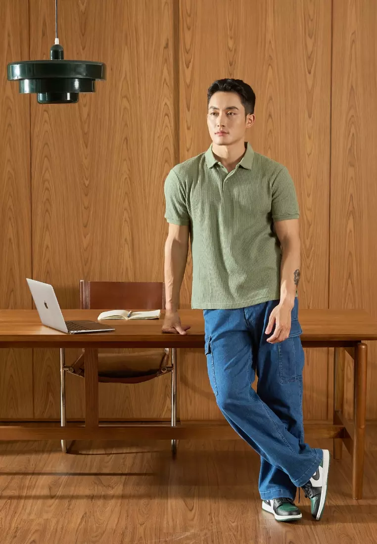 Kale Wale Green / Kaos Rajut Pria Lengan Pendek