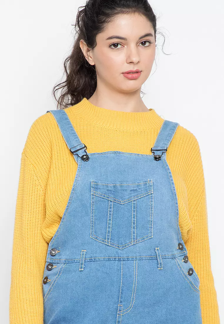 Denim overall sale skirt yellow